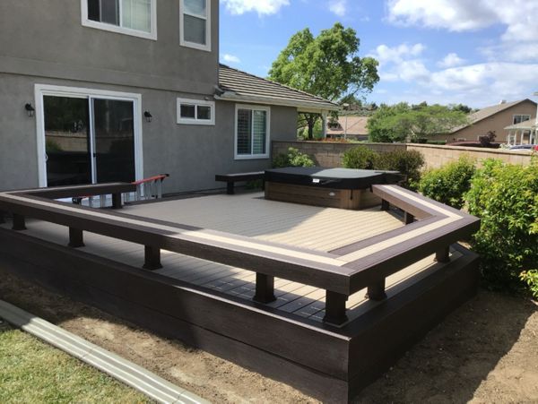 Spa Deck with Custom benches. Temecula CA