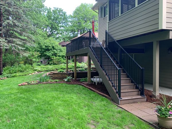 Trex Rocky Harbor Composite Decking with Black Aluminum Railing Project New Brighton, MN