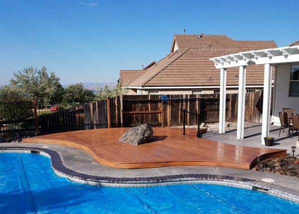 Asymetrical Trex pool deck in Reno, Nev.