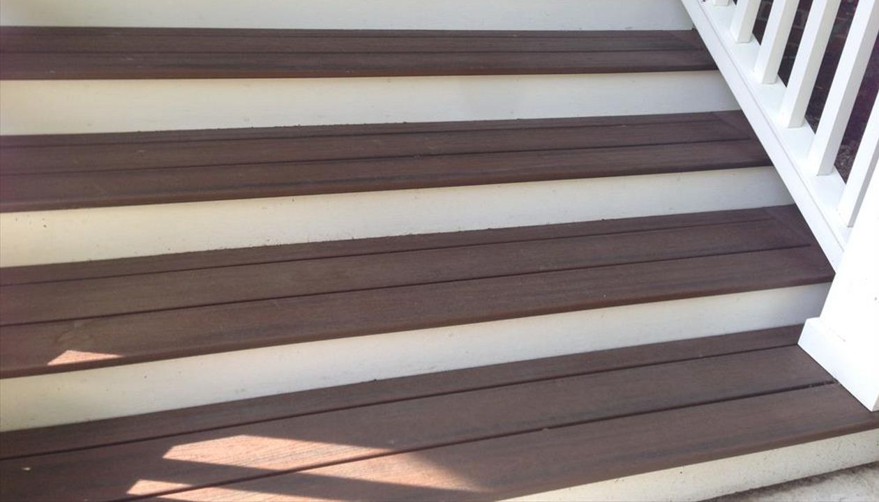 Downtown Northville, Trex Transcend Tropical, Color is Lava Rock