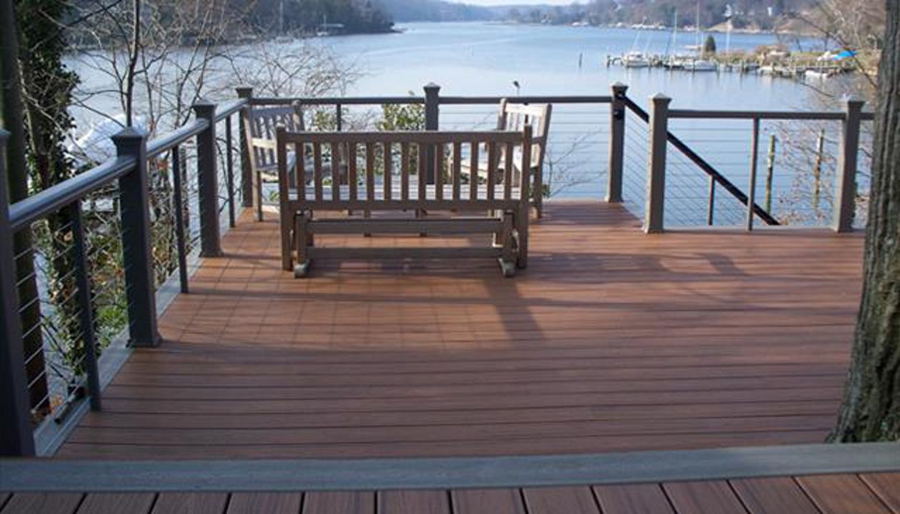 Trex Transcend Tiki Torch deck boards w/Gravel Path feature