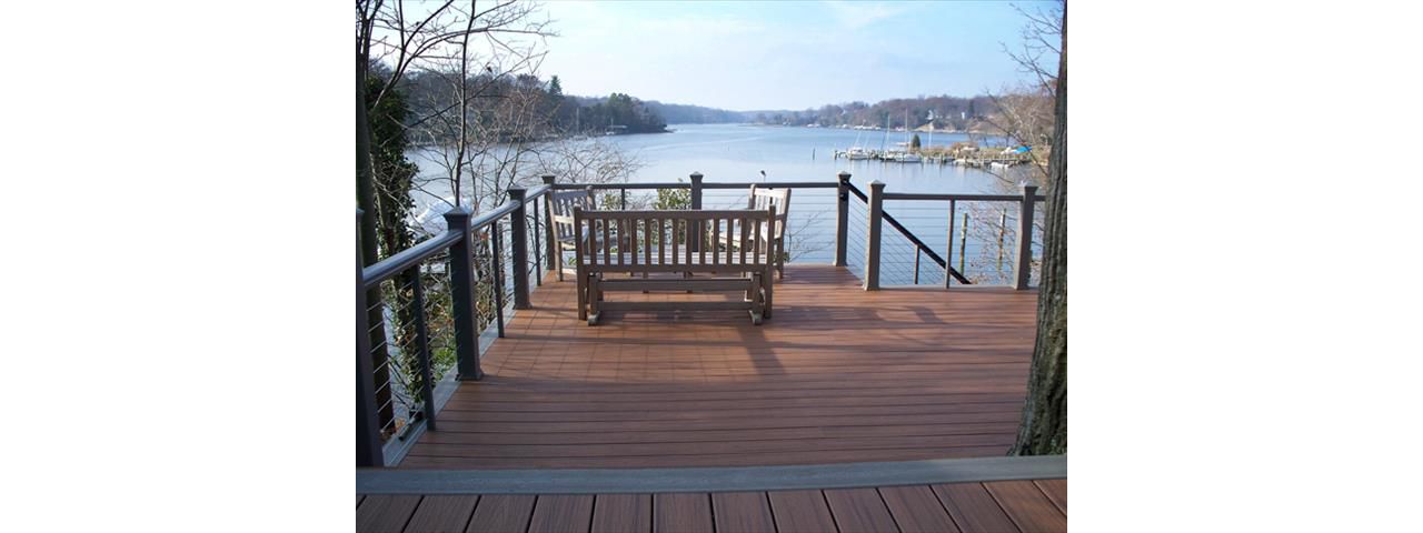 Trex Transcend Tiki Torch deck boards w/Gravel Path feature