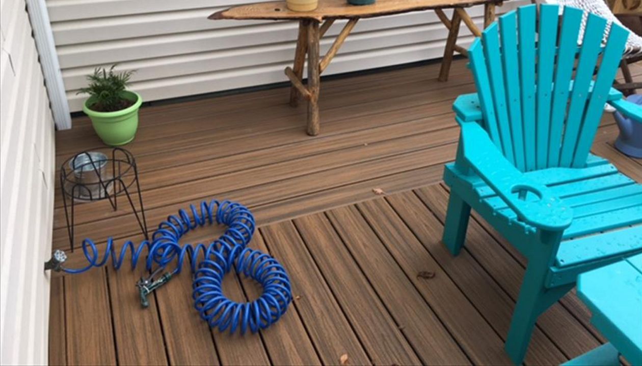 Customer added on to this Trex Havana Gold deck so we creatively blended the new portion