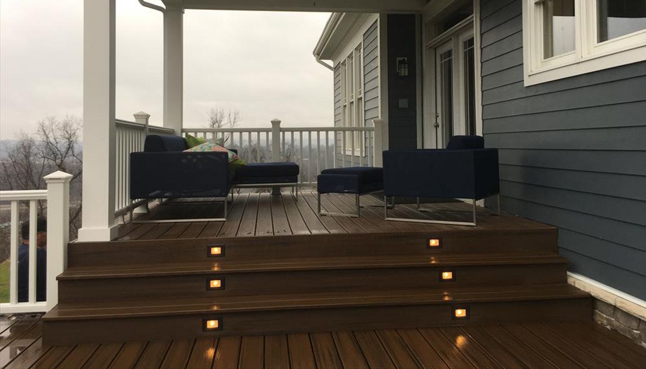 Multi-level Deck with Stair Tread Lighting