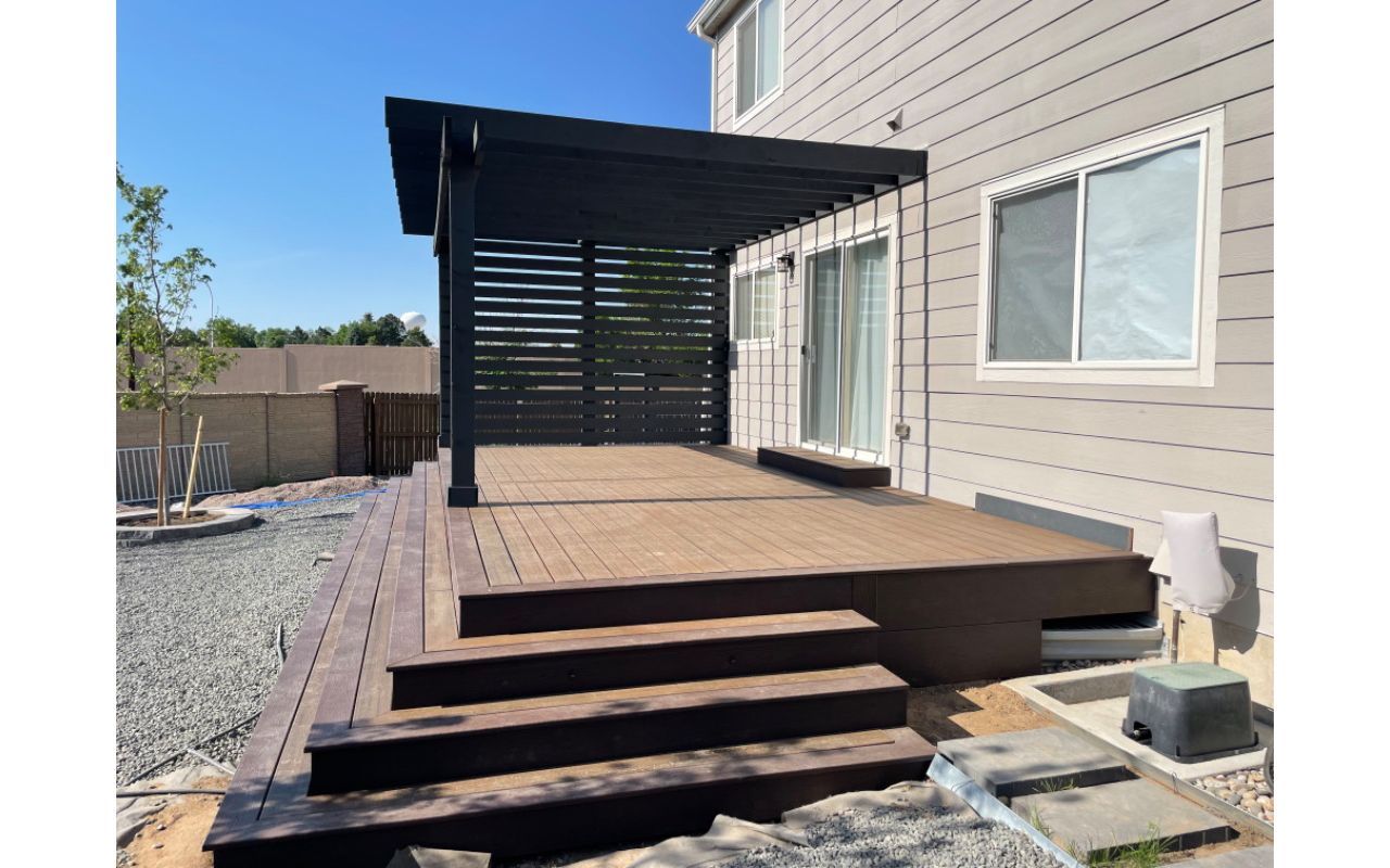Trex Transcend Spiced Rum Decking, custom stairs in Colorado Springs Colorado