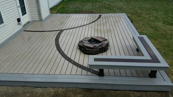 custom radius inlay with firepit