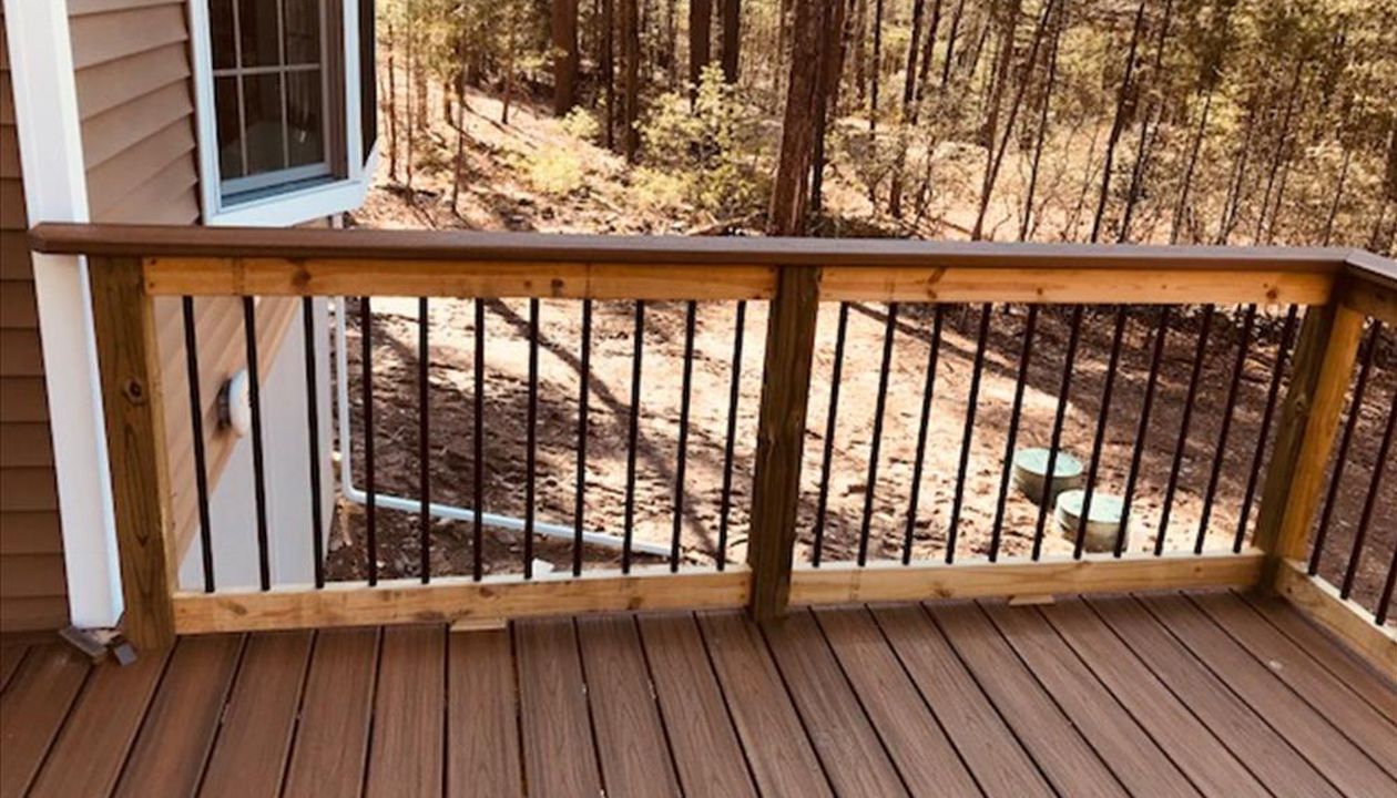 Trex Transcend Havana Gold Decking, Cocktail Railing With PT Posts