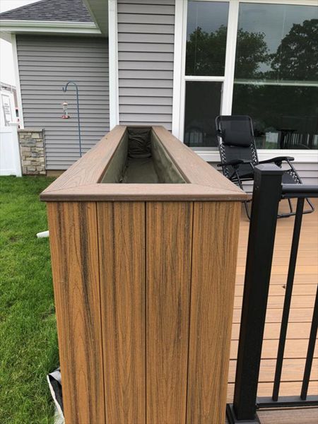 CUSTOM 12' X 3' X 2' FLOWER POT TREX TRANSCEND DECKING (SPICED RUM & HAVANNA GLOD)