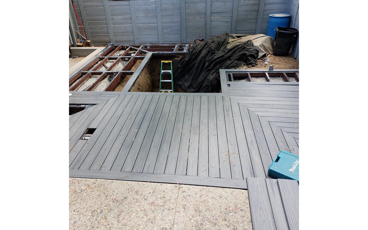 New deck with Trex decking over koi pond.