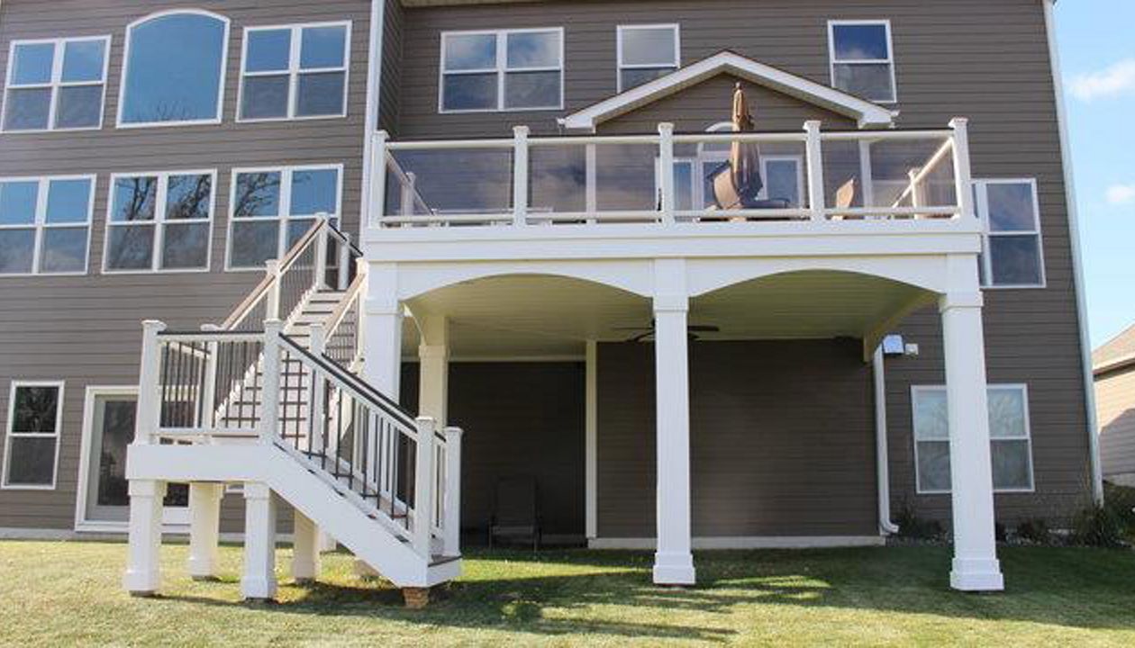 Trex decking in Spiced Rum,Trex railing, and RainEscape