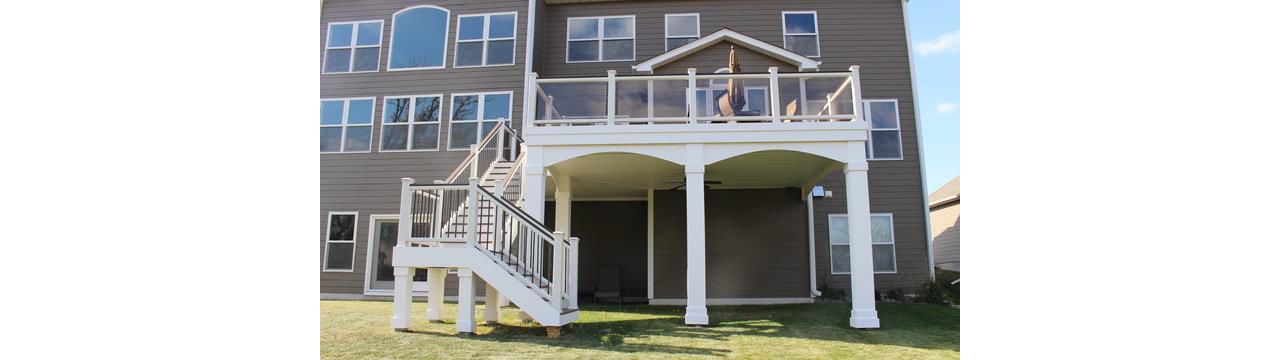 Trex decking in Spiced Rum,Trex railing, and RainEscape
