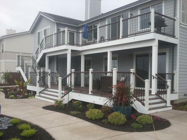Custom two level Trex Deck with Transcend Railings.