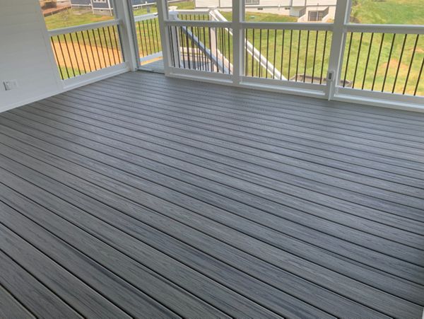 Trex Transcend Island Mist decking on screened porch