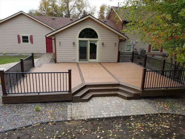 Trex Transcend Tiki Torch and Spice Rum Decking, Trex Signature Rails and Transcend Post Sleeves, Wanamingo MN