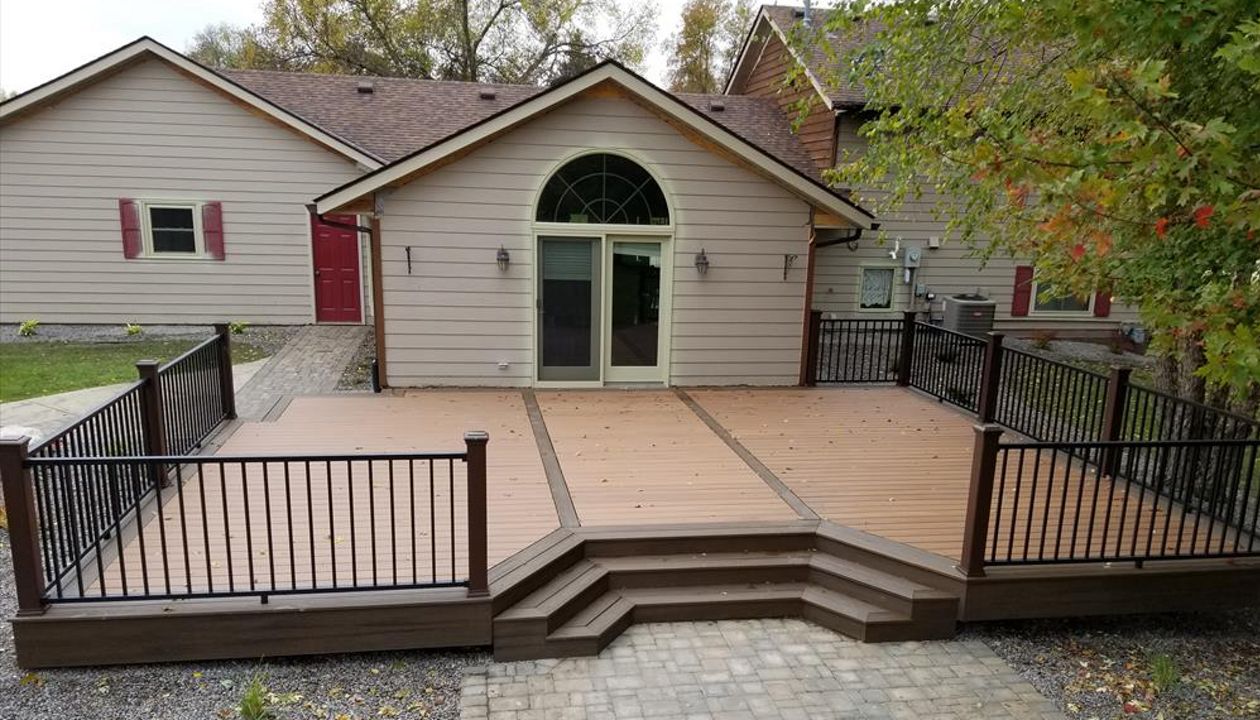 Trex Transcend Tiki Torch and Spice Rum Decking, Trex Signature Rails and Transcend Post Sleeves, Wanamingo MN