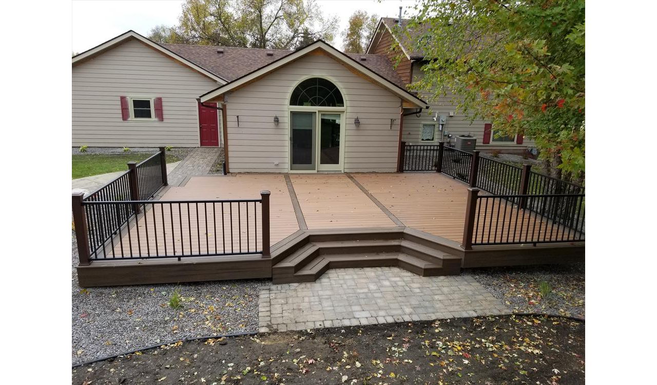 Trex Transcend Tiki Torch and Spice Rum Decking, Trex Signature Rails and Transcend Post Sleeves, Wanamingo MN
