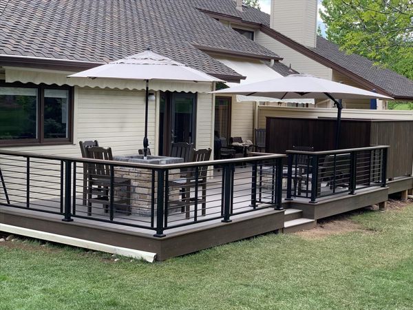 Rocky Harbor, spiced rum and Trex rod rail, Elevation steel frame