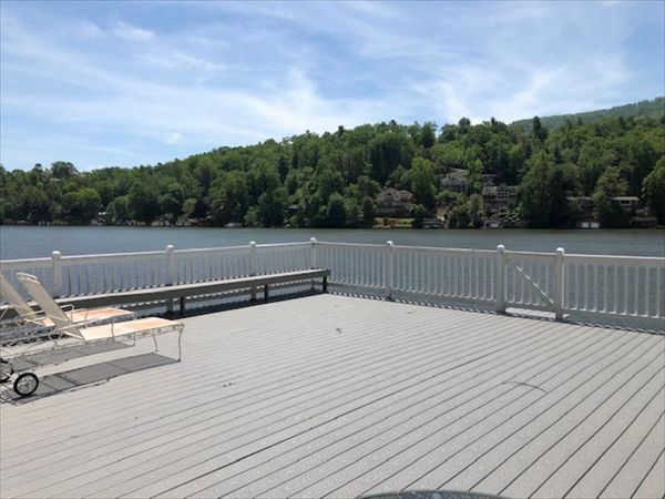 Look at the fantastic view from this new Trex Select boathouse deck on Lake Lure