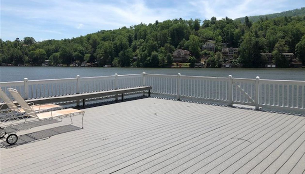 Look at the fantastic view from this new Trex Select boathouse deck on Lake Lure