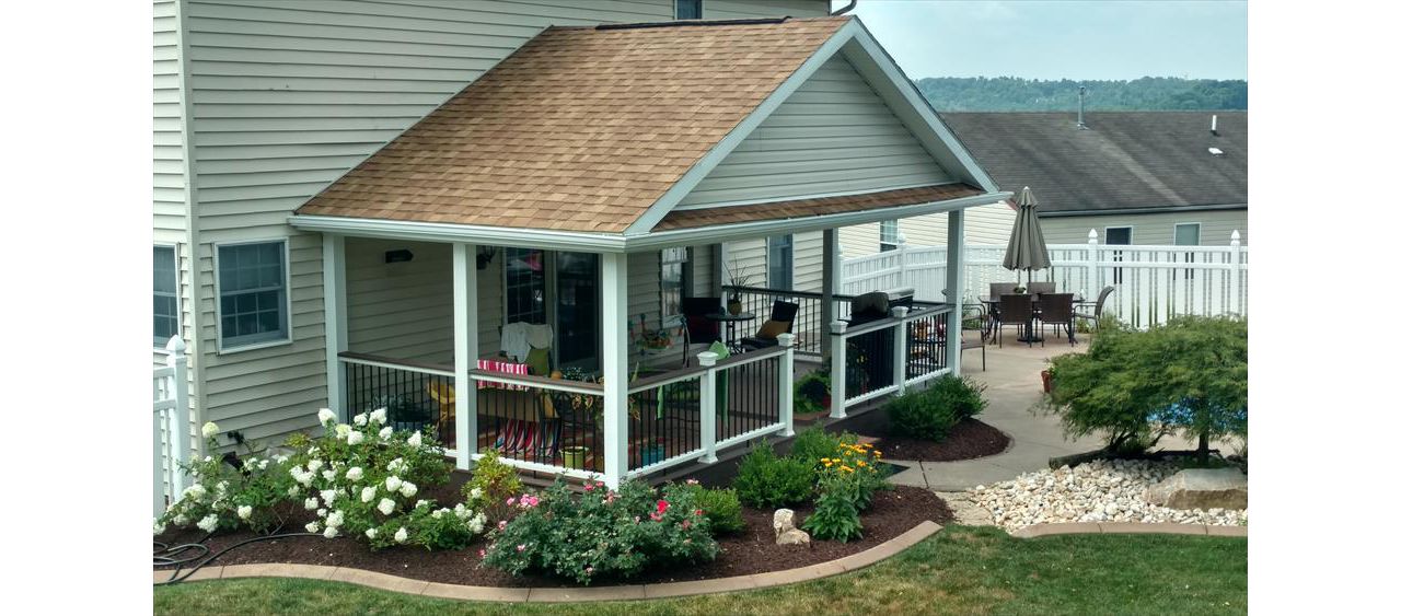 Covered Deck with Universal Railings