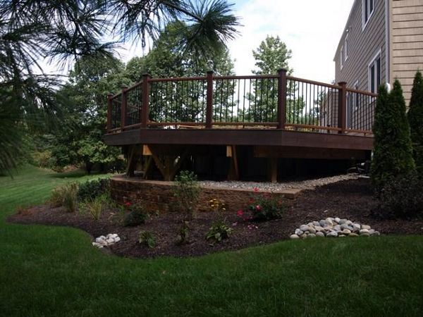 Beautiful raised Trex Transcends deck and handrail