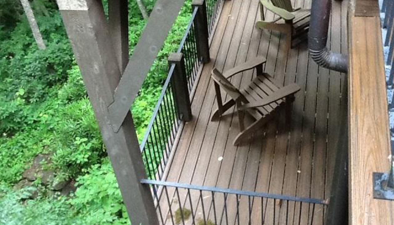 Lower relaxing Trex Transcend deck is a nice hideaway for a quiet evening.