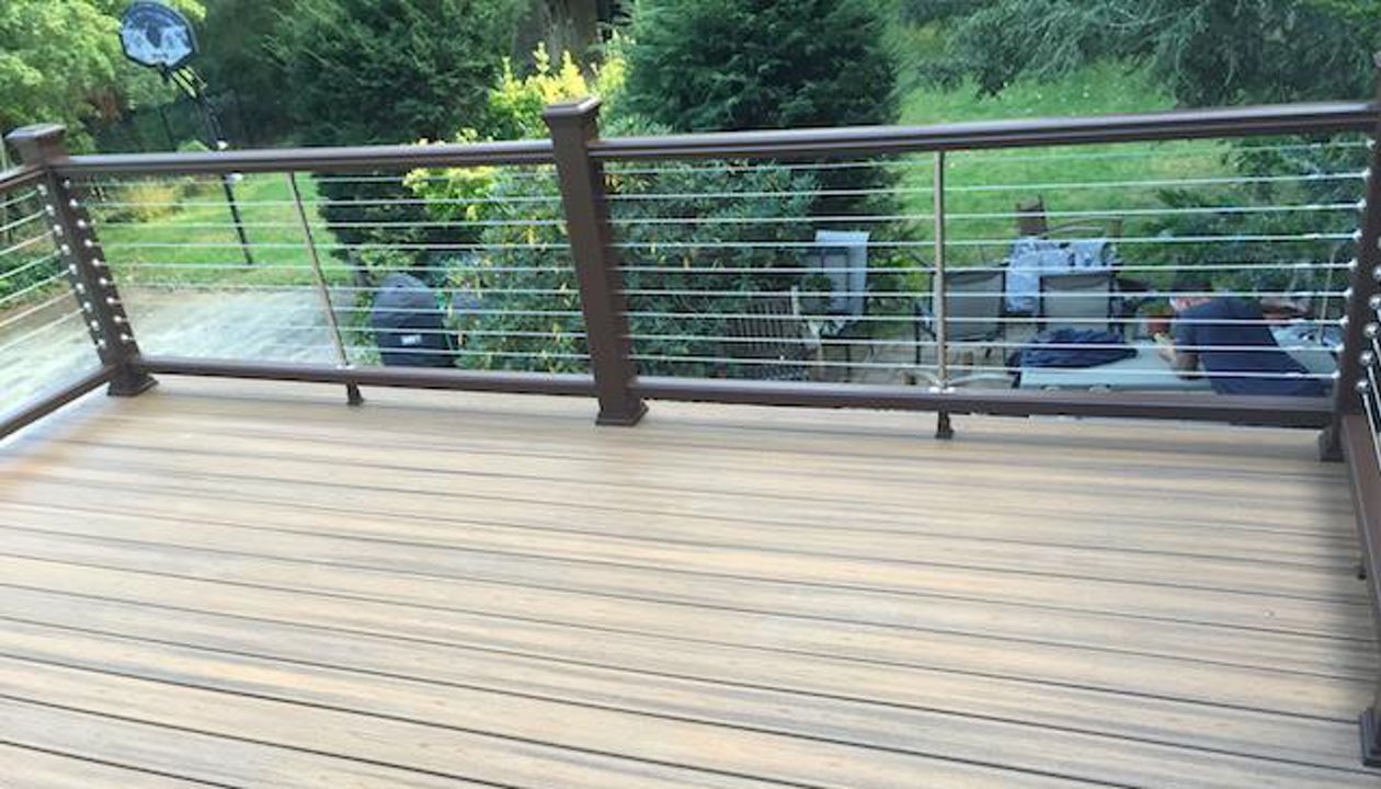 Havana Gold Second Story Deck with Cable Railing in Seaford