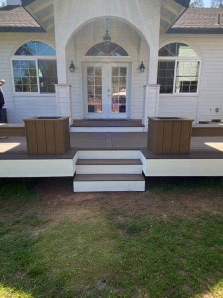Trex decking porch and planter boxes