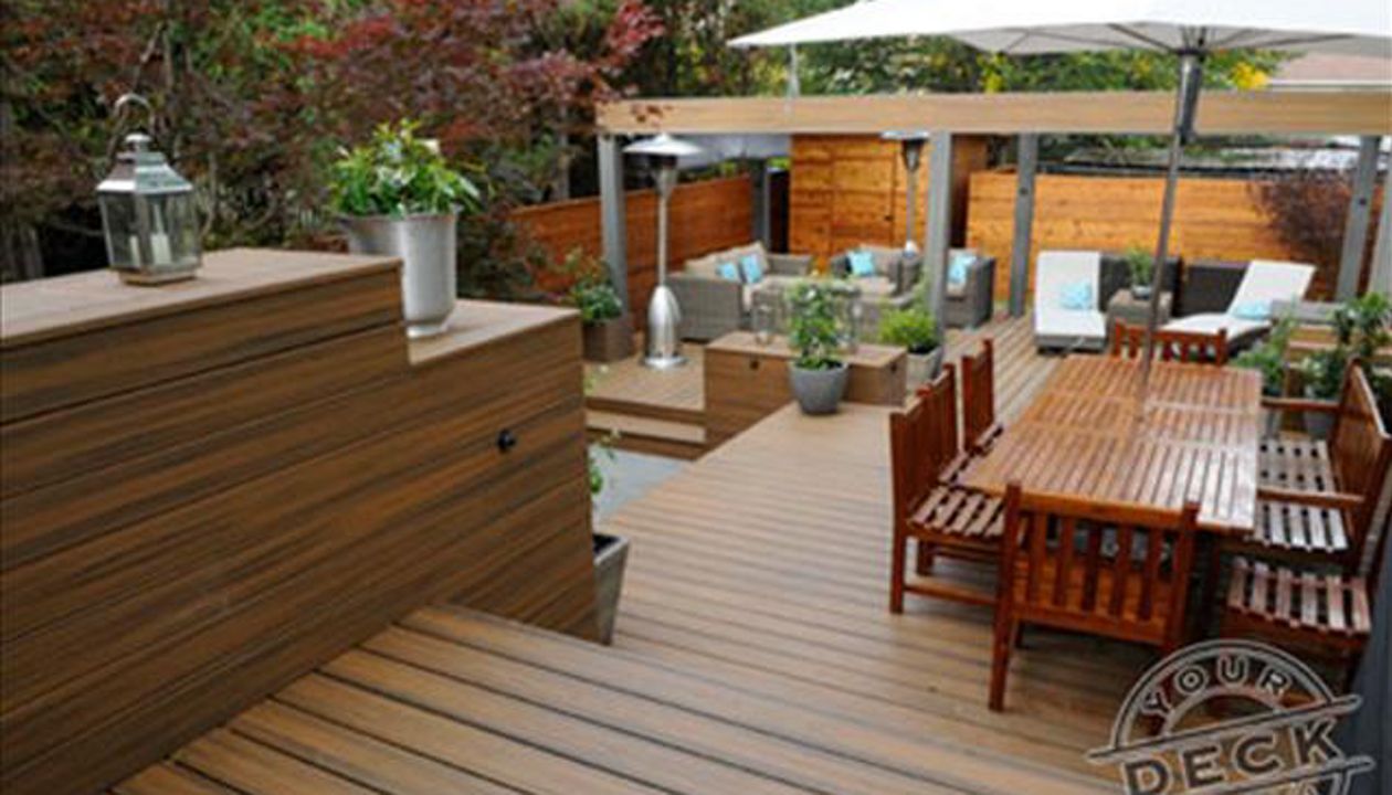 Multi-Level Trex deck using Havana Gold. By Your Deck Co.