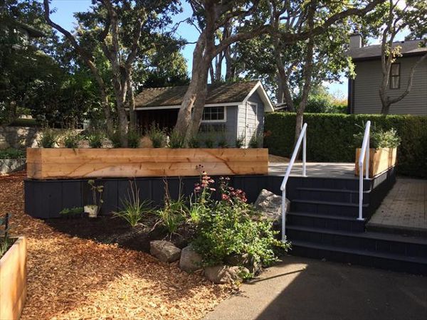 Garden deck under Oak Trees
