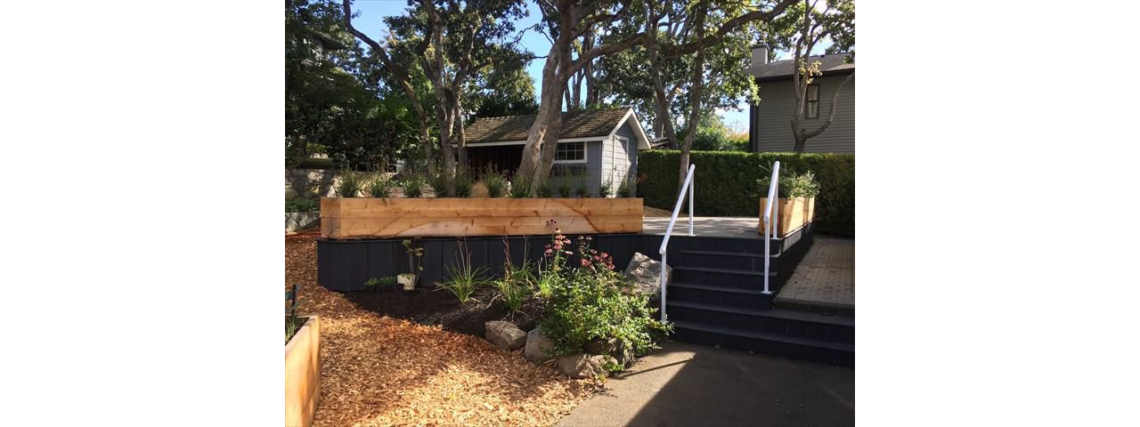 Garden deck under Oak Trees