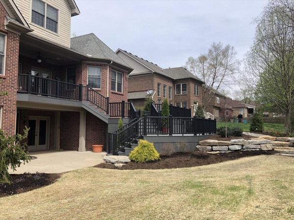 Trex decking w/ Trex Transcend composite railing in black. Lexington, KY