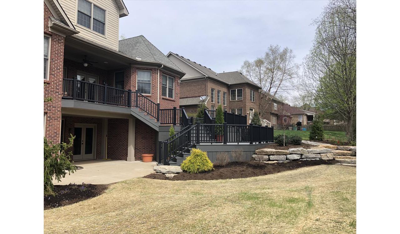Trex decking w/ Trex Transcend composite railing in black. Lexington, KY