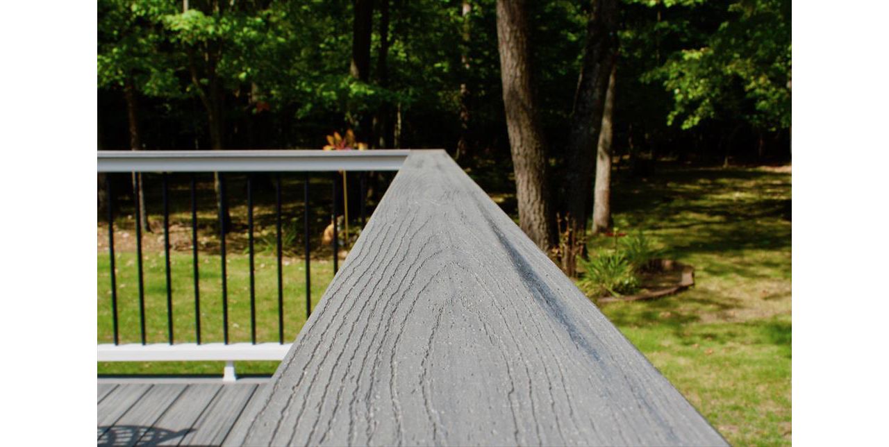 Trex Transcend Island Mist Decking.  Custom deck builder in Houghton Lake, Higgins Lake and surrounding areas.