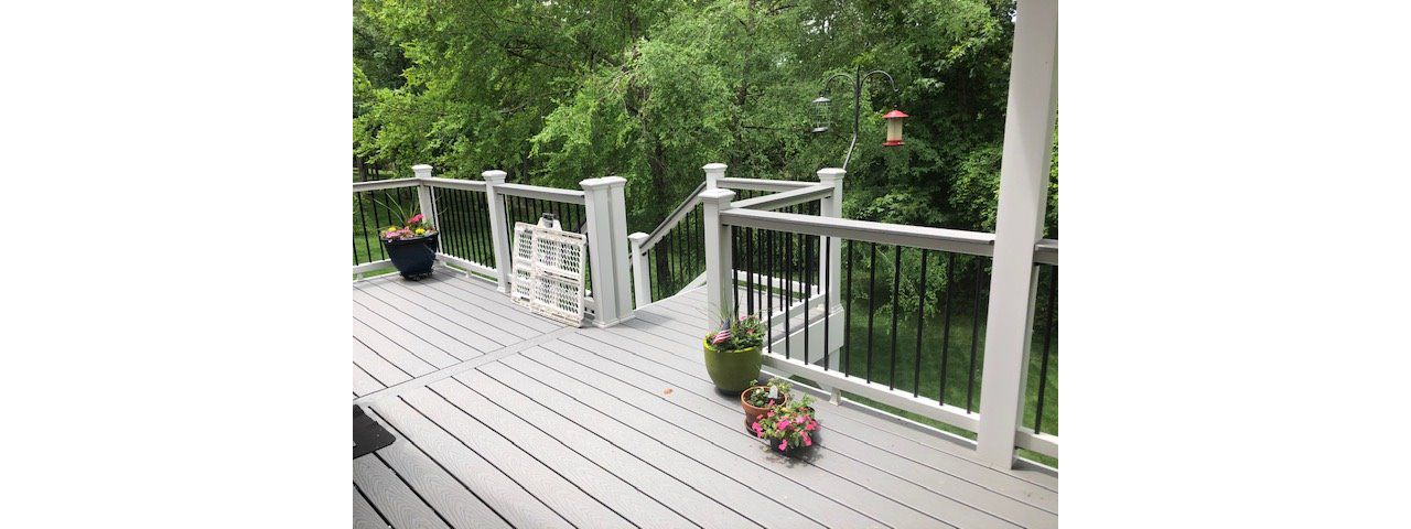 Trex Select Classic White railing looks great with this pvc clad 6x6 columns