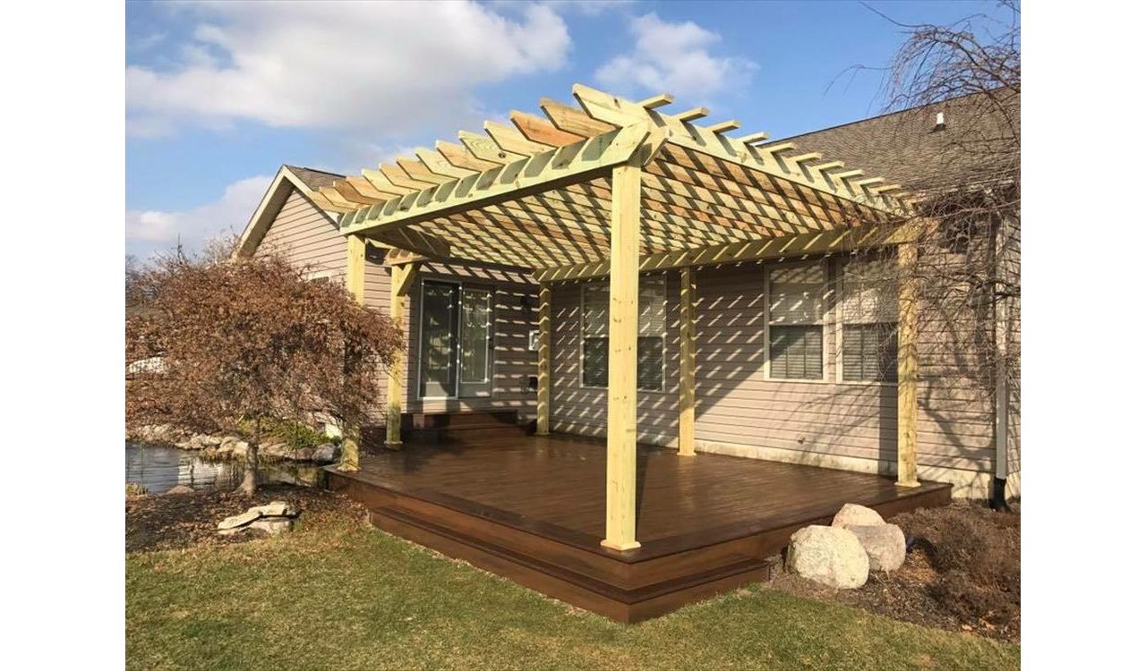 Spiced Rum decking  with a Vintage Lantern accent