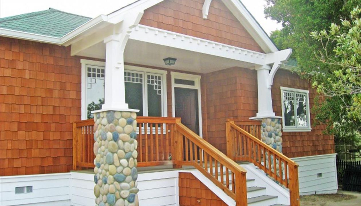Pacific Grove deck Gravel Path porch decking with white risers