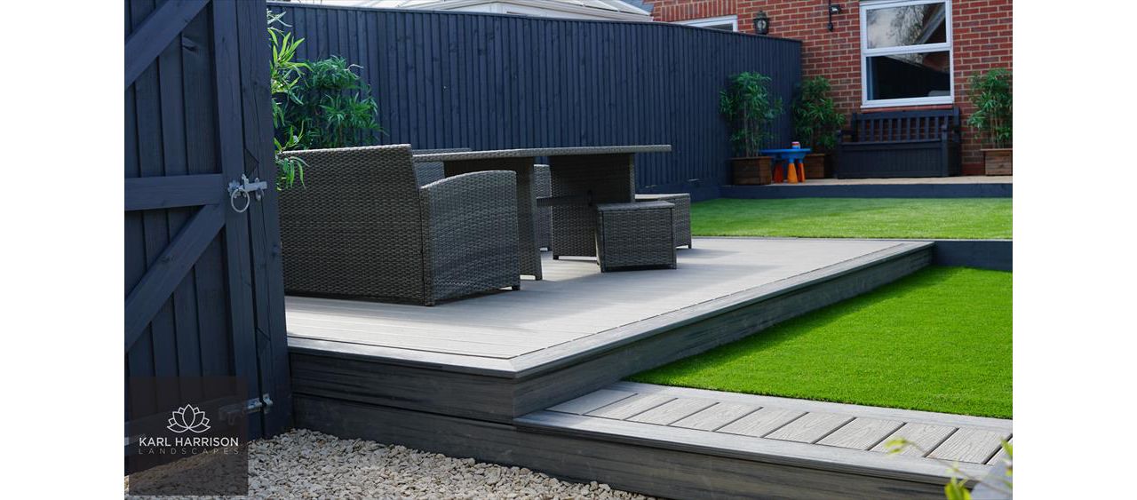 Grey composite decking in Trex in Amersham