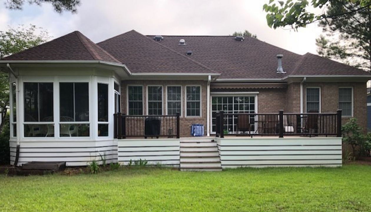 Brand new Trex Enhance Basics Beach Dune deck with Saddle picture frame in St. James, NC