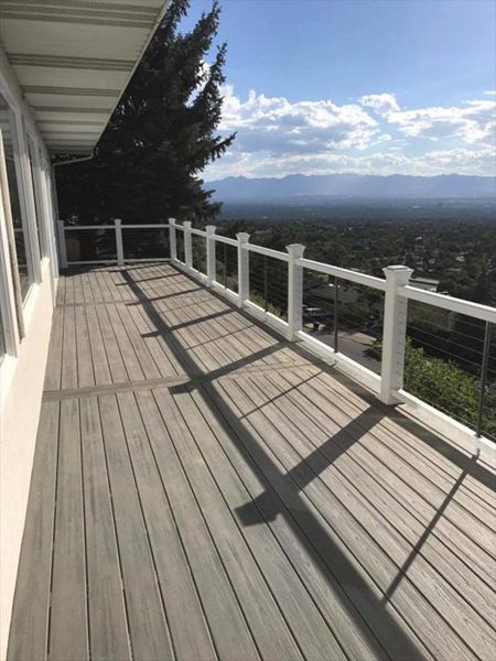 Trex Deck Built using Island Mist decking and Transcend Railing In Draper, UT