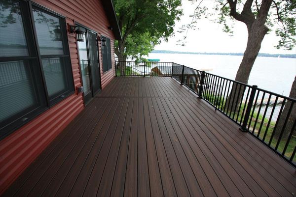 Trex Transcend Lava Rock with Black Aluminum Railing