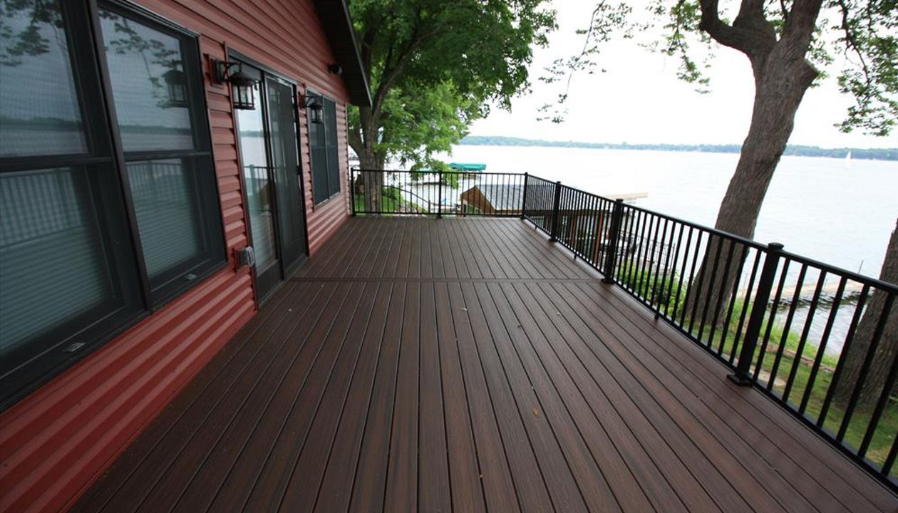 Trex Transcend Lava Rock with Black Aluminum Railing