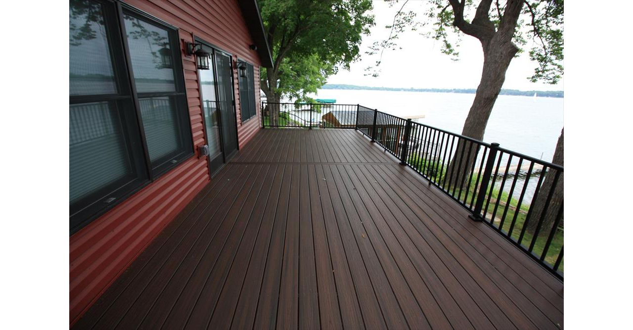 Trex Transcend Lava Rock with Black Aluminum Railing