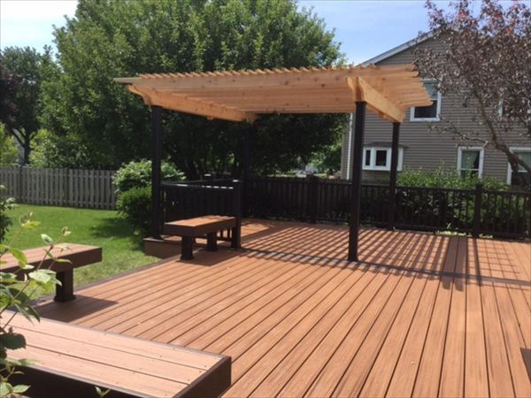 Trex Transcend in Tiki Torch with Custom Pergola