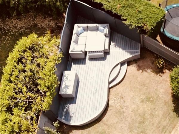 Trex Transcend Island Mist with Gravel path Custom Curve Cardiff