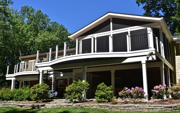 Porch With Gable Roof - Curved Deck Design