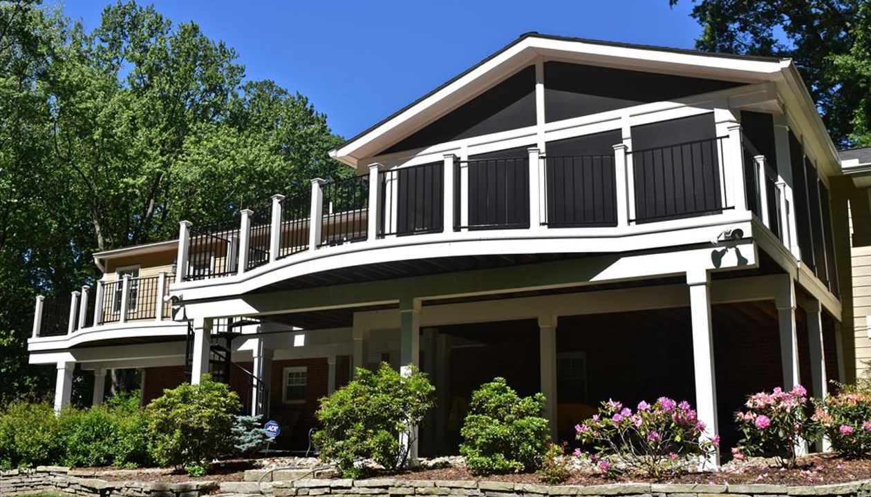 Porch With Gable Roof - Curved Deck Design