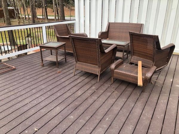 This outdoor space has both room to lounge and privacy