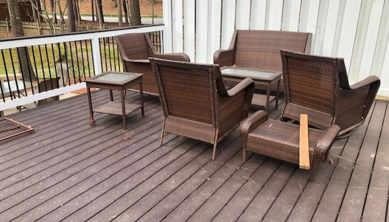 This outdoor space has both room to lounge and privacy