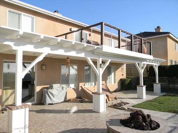 Trex deck with cable railing and patio cover, San Marcos, CA